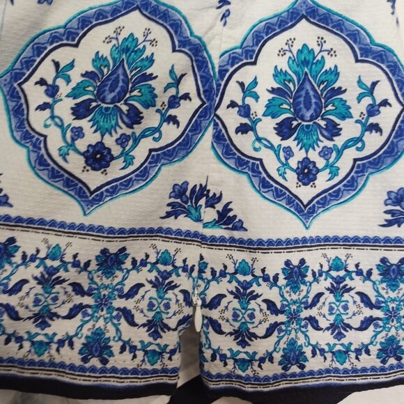 Talbots Top Sleeveless Tile Print Tank Blouse Size 10 Petite - Picture 5 of 11